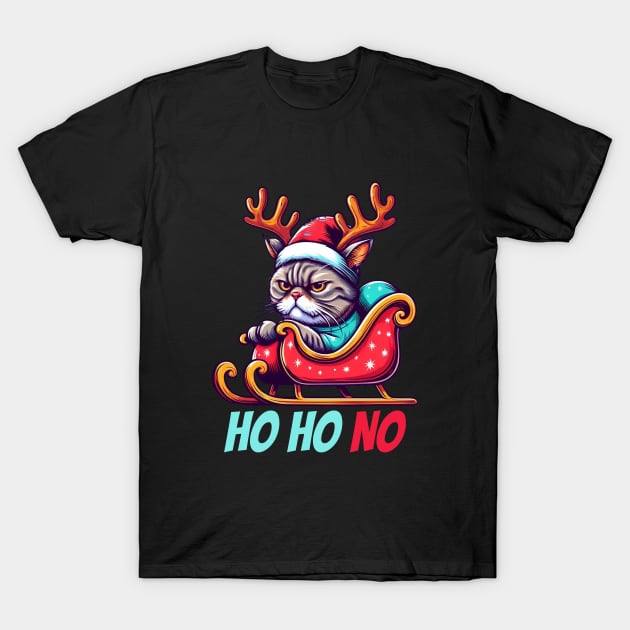 Grumpy Christmas Cat. Christmas Cat 2024 T-Shirt by BukovskyART